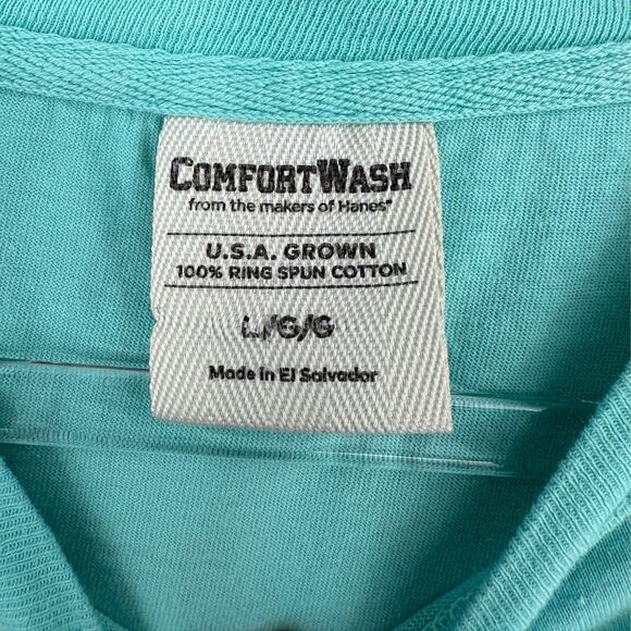 COMFORTWASH Teal Turquoise Cayman Islands Beach Scene Graphic T-Shirt Large - Picture 4 of 7